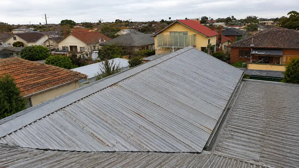 Before — ageing roof prior to re-roof by Cascone Roofing, Melbourne
