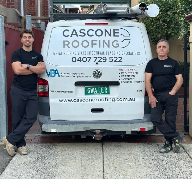 Cascone Roofing branded service vans — Melbourne licensed commercial and residential roofing contractors.