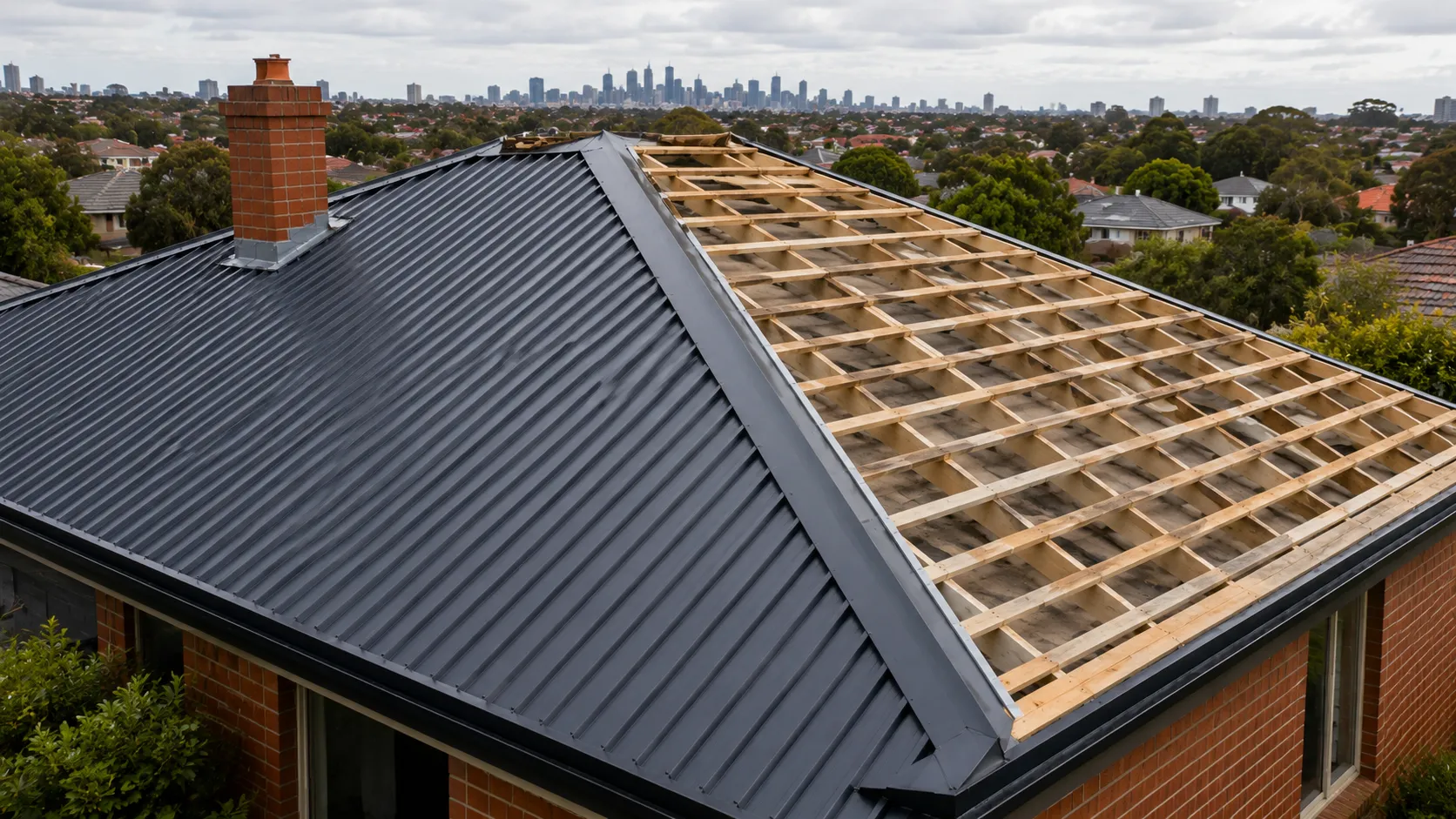 Cascone Roofing team installing a new Colorbond roof on a Melbourne home